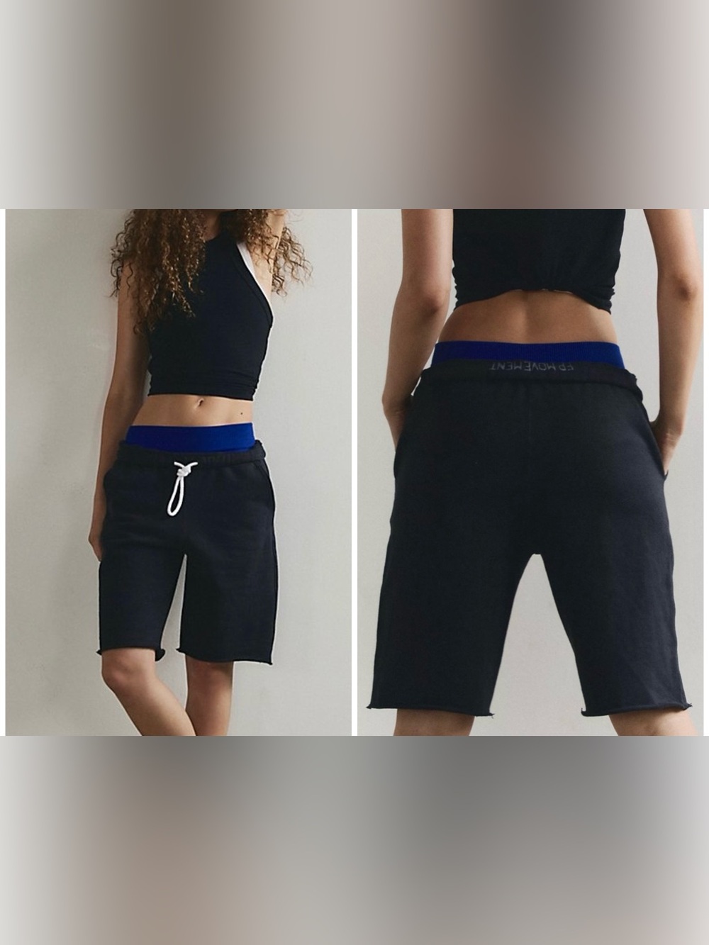 NWOT Free People FP Movement For the Win Long Shorts - black - Small